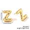 Brass Stud Earrings, Golden, Letter Z, 17x14mm