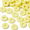 Handmade Polymer Clay Beads, Disc/Flat Round, Heishi Beads, Champagne Yellow, 8x0.5~1mm, Hole: 2mm, about 13000pcs/1000g