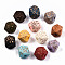 Painted Natural Wood Beads, Laser Engraved Pattern, Faceted, Polygon with Leopard Print, Mixed Color, 10x10x10mm, Hole: 2mm