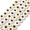 Handmade Evil Eye Lampwork Flat Round Bead Strands, White, 10x4mm, Hole: 1mm, about 38pcs/strand, 14 inch
