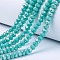 Electroplate Glass Beads Strands, Opaque Solid Color, AB Color Plated, Faceted, Rondelle, Medium Turquoise, 2.3~2.7x2mm, Hole: 0.4mm, about 135~140pcs/strand, 26~27cm