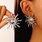 Alloy Stud Earrings, Platinum, Sun, 50mm