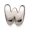 Brass Beads, Long-Lasting Plated, Rack Plating, Lead Free & Cadmium Free, Platinum, Letter W, 21x20.5x7mm, Hole: 18x4mm