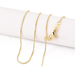Brass Box Chain Adjustable Slider Necklaces, Real 18K Gold Plated, 17.95 inch(45.6cm)