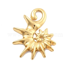 304 Stainless Steel Pendants, Conch, PVD Vacuum Plating, Real 18K Gold Plated, 32x25x3mm, Hole: 4mm