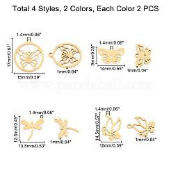 16Pcs 8 Style 201 Stainless Steel Pendants&nbsp;STAS-UN0023-14