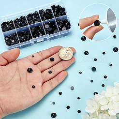 プラスチッククラフト人形の目  ぬいぐるみの目  半円  ブラック  4~10mm  約760個/箱&nbsp;DIY-WH0126-03