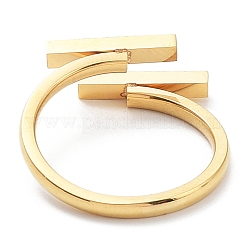 Ion Plating(IP) 304 Stainless Steel Double Rectangle Open Cuff Rings&nbsp;RJEW-K244-04G