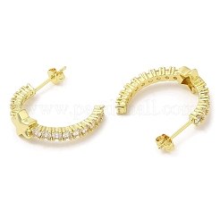 クリアキュービックジルコニアアーチ、スタースタッドピアス  女性用ラックメッキ真鍮イヤリング  ゴールドカラー  24x8mm&nbsp;EJEW-K249-02G