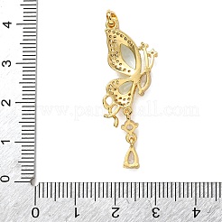 真鍮製ライトシアンキュービックジルコニアペンダント  蝶のチャーム  ゴールドカラー  38x17x5.5mm  穴：4.5x2.5mm&nbsp;KK-E803-07G