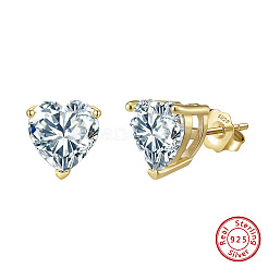 925 Sterling Silver Micro Pave Clear Cubic Zirconia Stud Earrings&nbsp;EJEW-G443-07G