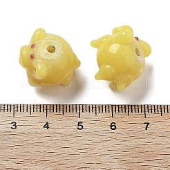 手作りランプワークビーズ  豚  きいろ  14.5~15x15.5~16x18.5~20mm  穴：2.5mm&nbsp;LAMP-B027-04