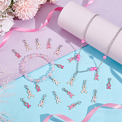 50Pcs 5 Colors Awareness Ribbon Alloy Enamel Pendant Decorations&nbsp;HJEW-PH01991