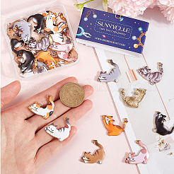 32Pcs 8 Colors Rack Plating Alloy Enamel Pendants&nbsp;FIND-SC0012-08