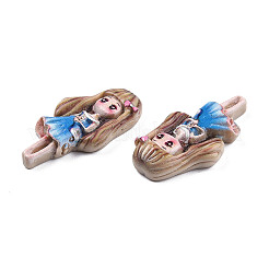 オペーク樹脂カボション  女の子  ライトスカイブルー  24.5x13.5x4.5mm&nbsp;LS-CRES-N018-048