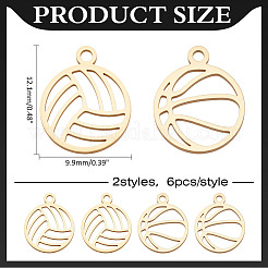 12Pcs 2 Styles Stainless Steel Charms&nbsp;STAS-ME0002-87
