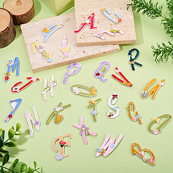 26Pcs Letter A~Z with Flower Polyester Computerized Embroidery Cloth Iron on/Sew on Patches&nbsp;DIY-TAC0015-42