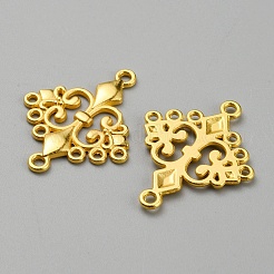 合金シャンデリアコネクターパーツ  ひし形の花  フルール·ド·リス  ライトゴールド  24.5x19.5x1.5mm  穴：1.5mm&nbsp;FIND-WH0418-89KCG