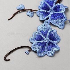 パッチにポリエステル鉄を縫う/縫う  布のアップリケ  鳥と花  ブルー  400x285x2mm&nbsp;PATC-WH0016-17
