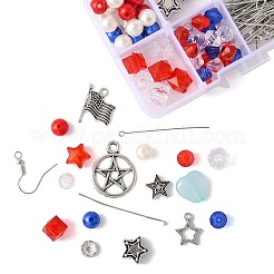 DIYイヤリング作成キット  合金ペンダント & ビーズを含む  アクリル、ABSプラスチック、シェルパール、鉄ラインストーンビーズ  鉄製のピアスフックと304ステンレス鋼のピン  ミックスカラー  15x12x2mm  穴：1.8mm&nbsp;DIY-FS0009-68
