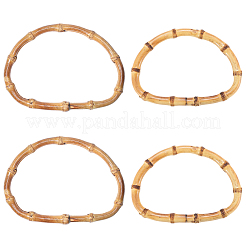 4個 2スタイル D字型竹製バッグハンドル  ゴールデンロッド  105~124x142~167x8~12mm  2個/スタイル&nbsp;FIND-BBC0004-38