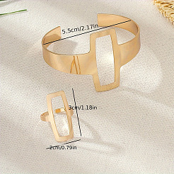 Hollow Out Rectangle Alloy Cuff Bangles & Cuff Rings Sets&nbsp;FS-WGBB0BE-02