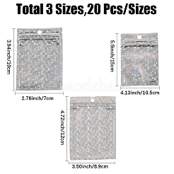 60Pcs 3 Styles Glitter Holographic Star Plastic Packaging Yin-yang Resealable Bags&nbsp;OPP-DJ0001-02