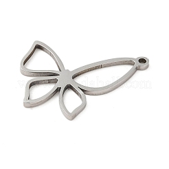 変色しない201ステンレススチールペンダント5個  レーザー切断  バタフライチャーム  ステンレス鋼色  17.5x19x1mm  穴：1.2mm&nbsp;STAS-B064-05P