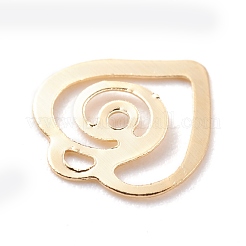 真鍮製チャーム  中空  ハート  24KGP本金メッキ  8x8.5x0.5mm  穴：0.7mm&nbsp;KK-Y003-21G