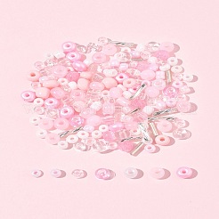 ガラスシードビーズ2セット  混合図形  DIY ネックレス ブレスレット アクセサリー  ピンク  2.5~7.5x2~4.5x2~4.5mm  穴：0.8~1.4mm&nbsp;DIY-FS0008-27C