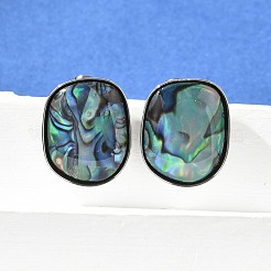 304ステンレススチールスタッドピアス  シェルと  オーバル  ステンレス鋼色  19x16mm&nbsp;EJEW-C138-03P