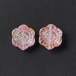 電気メッキガラスビーズ  ヒマワリ  ジュエリー作りのための  パールピンク  12.5x11.5x6mm  穴：1mm&nbsp;GLAA-G090-01A