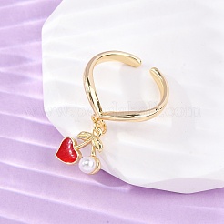Brass Enamel Open Cuff Rings for Women&nbsp;RJEW-U057-19B-G