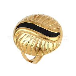Flat Round 304 Stainless Steel Enamel Finger Rings for Women&nbsp;RJEW-G355-07G