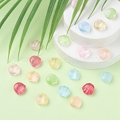 35個の透明スプレー塗装ガラスビーズ  ベアクロウプリント  ミックスカラー  14x14x7mm  穴：1mm&nbsp;GLAA-YW0001-66