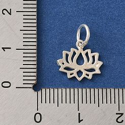 925 Sterling Silver Lotus Flower Charms with Jump Rings&nbsp;FIND-U013-02S-03