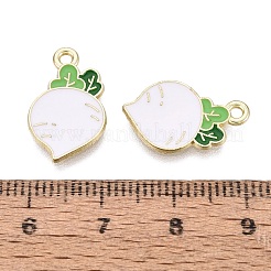 合金エナメルチャーム  白大根のお守り  ゴールドカラー  18x11x1mm  穴：1.5mm&nbsp;ENAM-Q003-17G