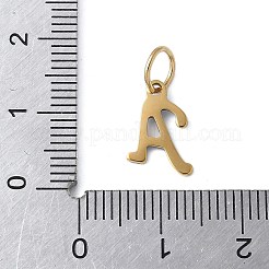 304ステンレススチールエナメルチャーム  丸カン付き  イオンプレーティング（ip）  ゴールドカラー  文字a  11x8.5x1mm  丸カン：6x0.8ミリ  4.5mm内径&nbsp;STAS-G353-01G-A