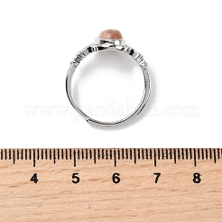 天然宝石の指輪  ラックメッキ真鍮のパーツ  プラチナ  11mm  内径：18mm&nbsp;RJEW-A084-03P