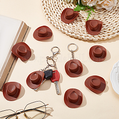 プラスチック製のカウボーイハットペンダントキーホルダーの作り方キット  鉄製のスプリットキーリングを含む  304ステンレススチール丸カン  シエナ  46.5x54.5x16mm  穴：1.4mm&nbsp;DIY-BM0001-33A