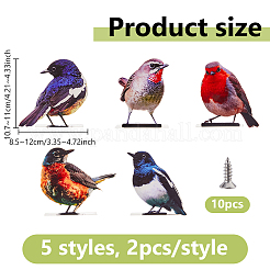 屋外フェンス用アクリル製鳥彫刻5個  パティオ  庭園  鉄ネジ付き  ミックスカラー  107~110x85~120x24mm&nbsp;AJEW-WH0752-212