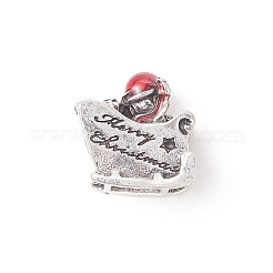 クリスマステーマ合金エナメルヨーロッパビーズ  大穴ビーズ  アンティークシルバー  そり  12.5x12x9mm  穴：4.5mm&nbsp;MPDL-Q213-13AS