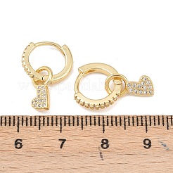 ハートシェイプ クリアキュービックジルコニア フープピアス  ラックメッキ真鍮ダングルイヤリング女性用  長持ちメッキ  鉛フリー＆カドミウムフリー  18KGP本金メッキ  18mm  ピン：1mm&nbsp;EJEW-F310-05G