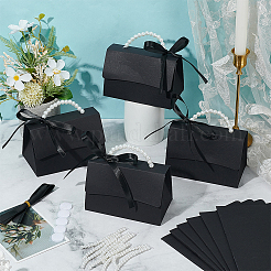 Foldable Paper Wedding Candy Totes with Plastic Imitation Pearl Round Beaded Handle and Ribbon&nbsp;CON-WH0115-20B-02