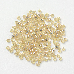 Fgb 8/0グレードAラウンドガラスシードビーズ  銀並ぶ  淡いチソウ  8/0  3x2mm  穴：1mm  約10000個/ポンド&nbsp;SEED-Q007-3mm-F33