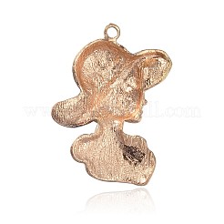 Golden Tone Alloy Rhinestone Enamel Human Big Pendants&nbsp;ENAM-J432-02G