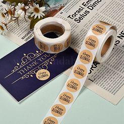 自己粘着クラフト紙ギフトタグステッカー  粘着ラベル  お祭り用  クリスマス  休日  結婚式のプレゼント  言葉で  ナバホホワイト  25mm  500PCS /ロール&nbsp;LS-DIY-G013-A18