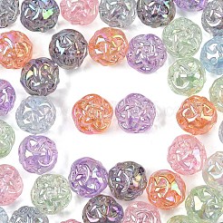 30 個の UV メッキ透明アクリルビーズ  虹色の  ボール  ミックスカラー  19x19x17.5mm  穴：2.5mm&nbsp;PACR-YW0001-56