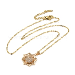 Brass Micro Pave Clear Cubic Zirconia Pendant Necklaces for Women&nbsp;NJEW-E106-05KCG-02