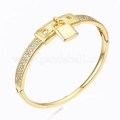 Brass Micro Pave Cubic Zirconia Bangles&nbsp;BJEW-T018-04G-02-NF